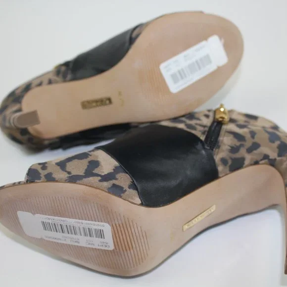 Louise et Cie Lo Idola Open Toe Bootie Heeled Boot Leopard Women Shoe 7 NEW FLAW - Picture 7 of 13
